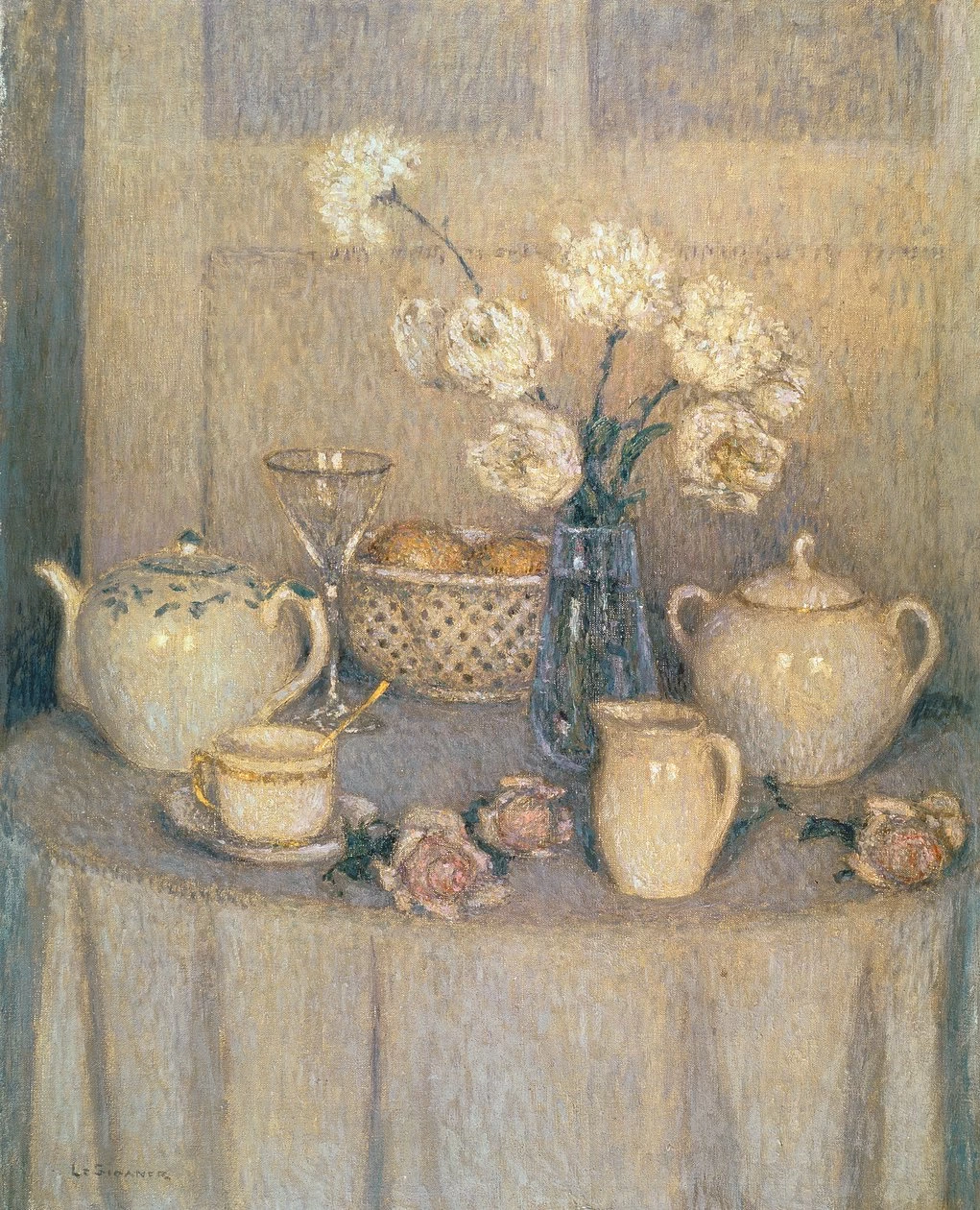 Henri Le Sidaner - 102, Il tavolo con tovaglia bianca